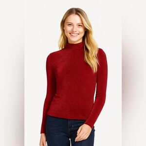 Haute Monde sparkly long sleeve mock high neck Party Blouse Women’s M